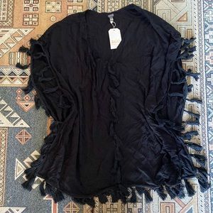 Malai perfect easy black tassel coverup